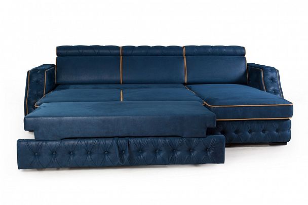 Portofino угловой диван-кровать замша синий - Вид 11