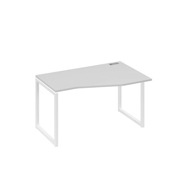 Стол эргономичный правый "Техно" на металлокаркасе QUATTRO A4 А4 Б4 064 БП серый / металлокаркас белый - Вид 1