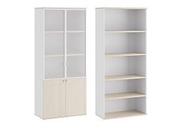 Шкаф для бумаг со стеклом (стекло в раме) Tess 90x45x207 дуб шамони светлый - Фото предпросмотра