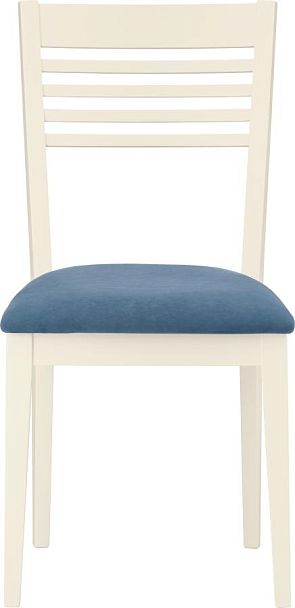 Комплект деревянных стульев с мягким сиденьем Ноэль Слоновая кость/Синий велюр, 2 шт. - Вид 2