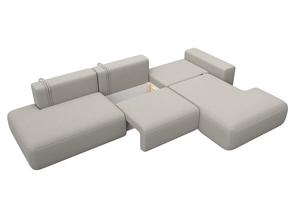 Диван угловой Лига-036 НПБ Модерн Лонг правый угол Рогожка бежевый - Вид 8