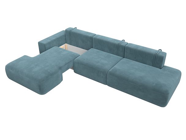 Диван угловой Лига-036 Модерн Лонг левый угол Велюр бирюзовый - Вид 7