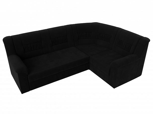 Угловой диван Карелия правый (полностью микровельвет черный) - Вид 5
