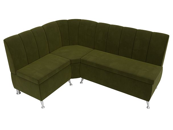 Кухонный угловой диван Кантри левый (полностью микровельвет зеленый) - Вид 5