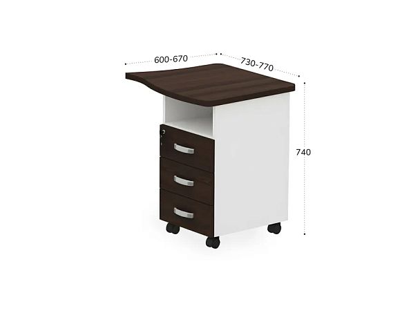 БЕРЛИН / BERLIN Тумба приставная правая 770х670х740 Венге/Белый - Вид 2