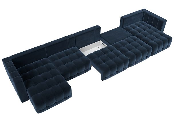 Диван П-образный Лига-052 НПБ МегаЛонг Велюр синий - Вид 8