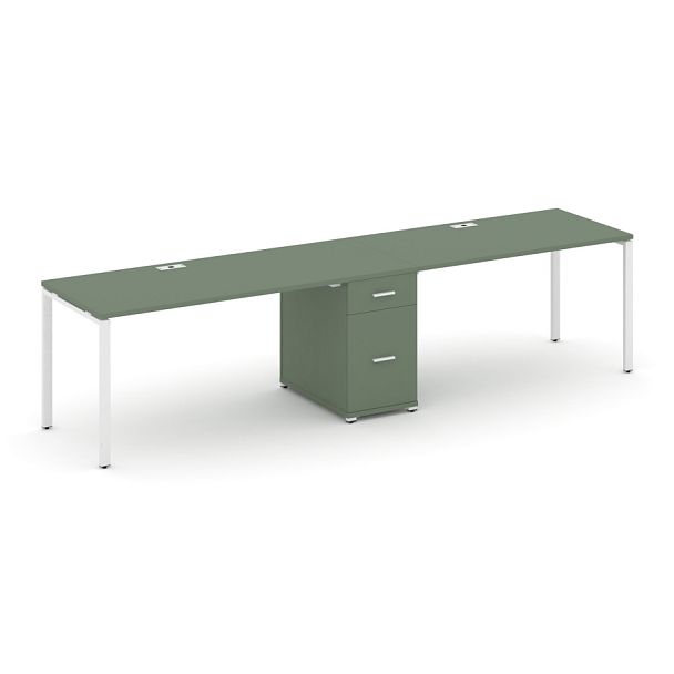 Concept Рабочая станция 2 места с 1 опорной тумбой CN.ORS-405 W Кобо/Металл Белый 2380*720*750 - Вид 1