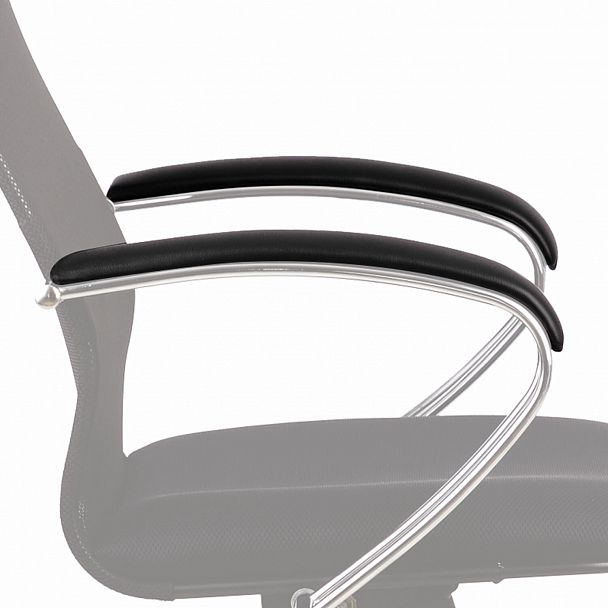 Накладки мягкие на подлокотники кресел Метта серии BK, BP, SU-B, К, КОМПЛЕКТ 2 шт., экокожа, черные - Вид 3