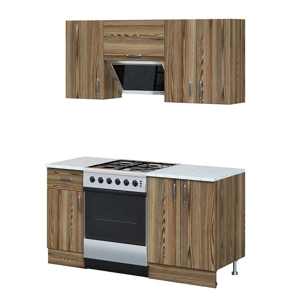 Композиция "Модульная кухня Ясень Рибейра"  ПК-ПЛМ-КОМП№3-В1-1154 ясень рибейра+ракушки - Вид 1