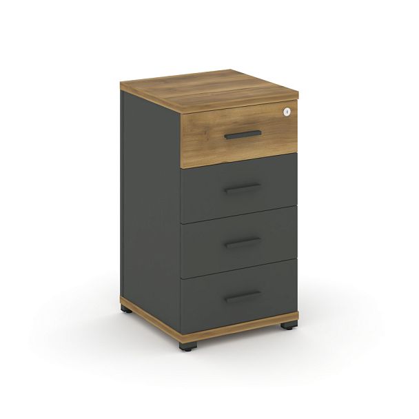 Concept Тумба опорная/приставная 4 ящ. CN.TUO-002 A Сандал Янтарный/Антрацит/Металл Антрацит 420*420*750 - Вид 1