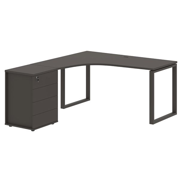 Стол эргономичный с тумбой EQCET 1518(L) Мокко/Мокко 1560х1880х750 EDIS - Вид 1