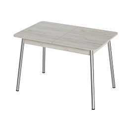 Стол Лион 2 ЛДСП (Подстолье косое хром(мет)) НЕ ВЫБИРАТЬ Дуб крафт белый - Фото предпросмотра