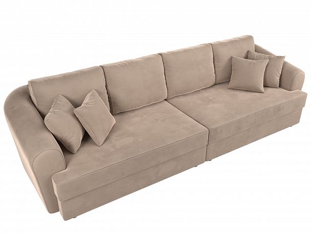 Прямой диван Милтон (полностью велюр бежевый) - Вид 5