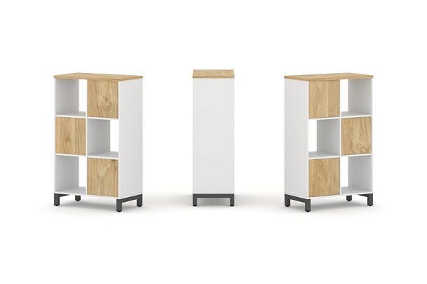 Стайл Проджект Набор стеллажа 1 сторон., 3 яр. SN.NS-321 Белый/Тиквуд Светлый/Металл Антрацит 754*40 - Вид 1