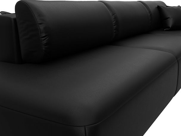 Диван прямой Лига-036 НПБ Модерн Лонг подлокотник справа Экокожа черный - Вид 4