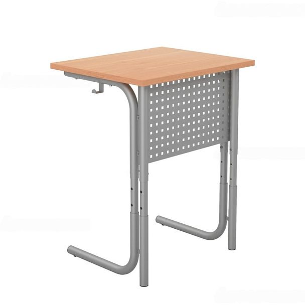 Стол ученический 101РП, 1-местный, регулируемый (экран-перфорация) на круглой трубе (м/к Коричневый, Серый, Черный), гр.4-6 - Вид 1