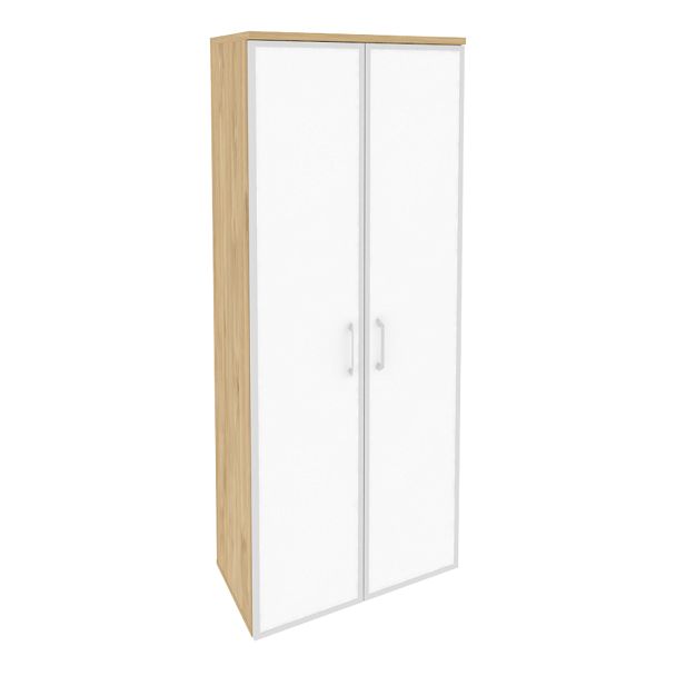 Onix Шкаф высокий широкий O.ST-1.10 R white Тиквуд светлый/Стекло 800*420*1977 - Вид 1