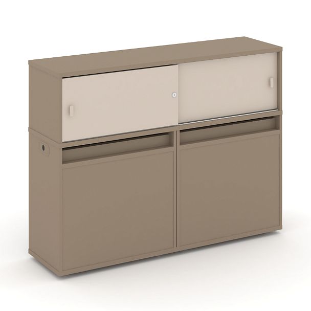 Estetica Набор №2. Тумба двойная+низкая надставка ES.NB.2N-2 Латте/Капучино 1500*410*1135 - Вид 1