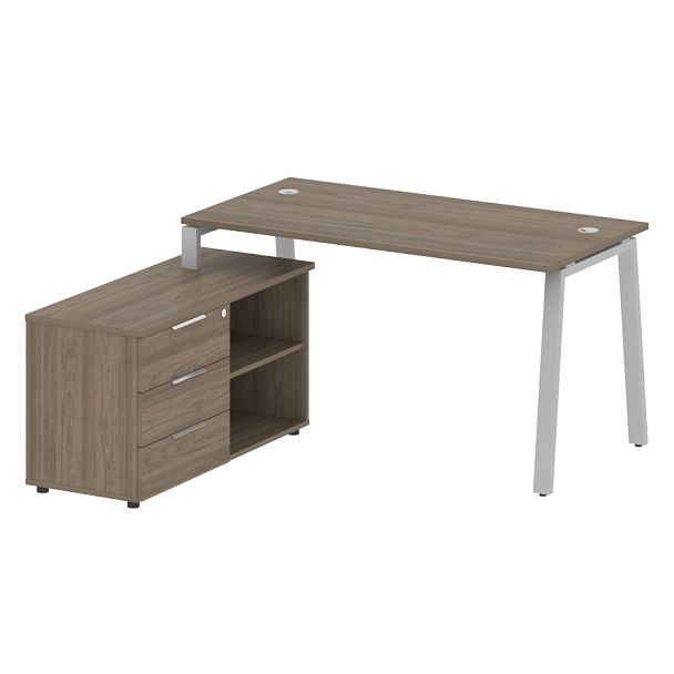 Metal System Р. ст. с тумбой на А-образном м/к БА.РС-СТС-2.3 (L) Вяз/Серый металл 1500*1520*750 - Вид 1