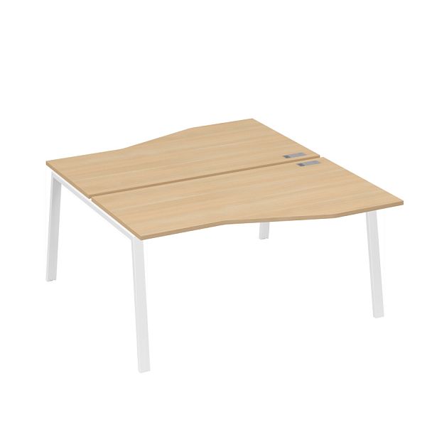 Рабочая станция (2х160) столы Техно на опорах TRE A4 А4 Б3 191  БП натуральный дуб / металлокаркас белый - Вид 1