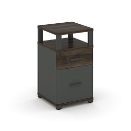 Concept Тумба приставная 1 ящ.+1 распаш. фасад с надставкой CN.TUP-006 W Дуб Мали/Антрацит/Металл Антрацит 420*420*750 - Фото предпросмотра
