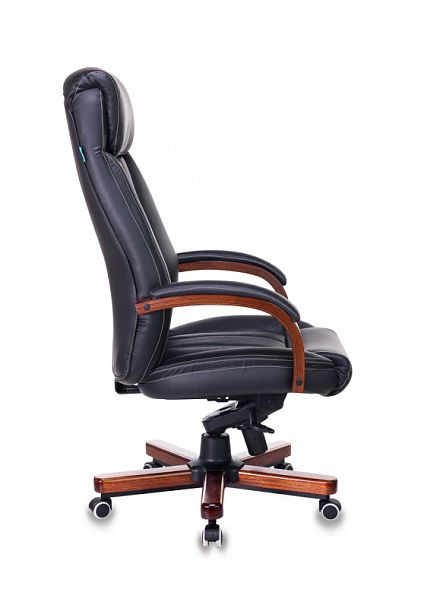 Кресло руководителя Бюрократ T-9922WALNUT черный кожа крестов. металл/дерево - Вид 2