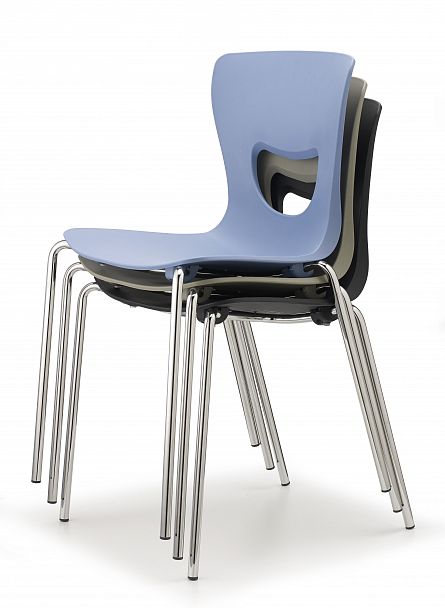 Стул PLUTO (4 ножки) каркас хром, серый - Вид 5