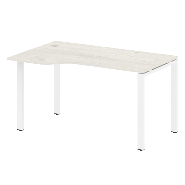 Metal System Стол криволинейный левый на П-образном м/к БП.СА-2 (L) Дуб наварра/Белый металл 1400*900*750 - Вид 1