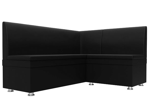 Кухонный угловой диван Уют правый (полностью экокожа черная) - Вид 3