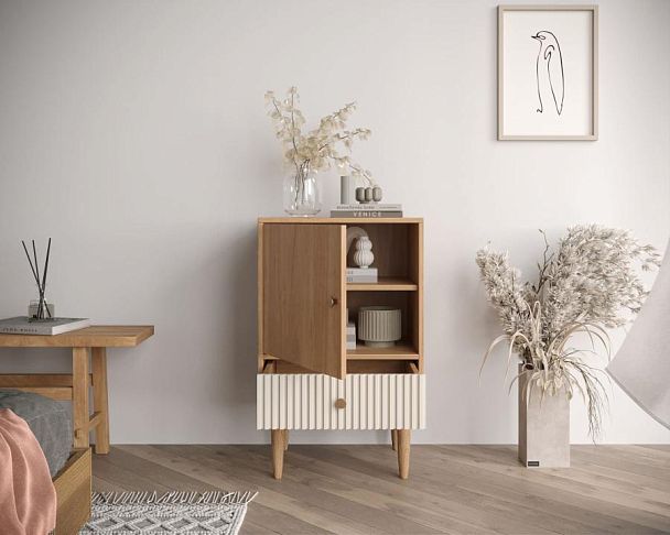 Высокая тумба Bubble Solid с одним ящиком арт BBL12S, цвет - орех - Вид 3