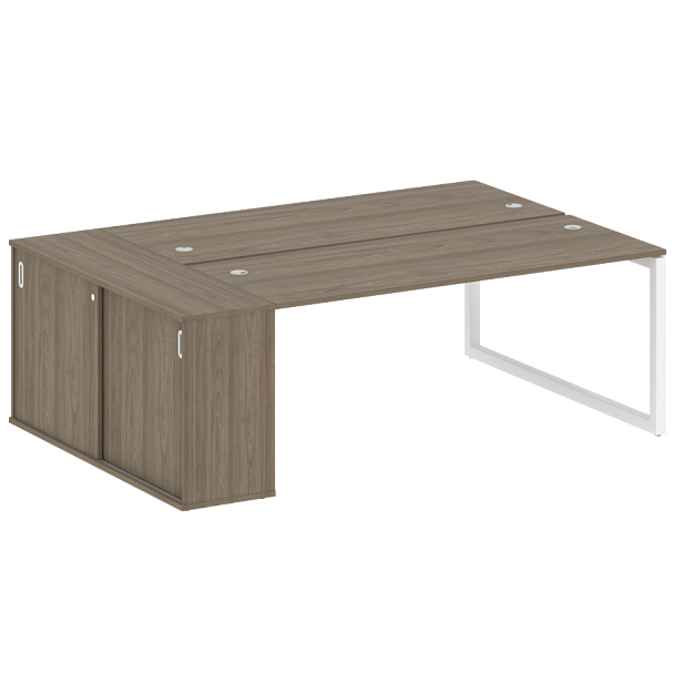 Metal System Quattro Р. ст. с шкафом-купе на О-образном м/к 50БО.РС-СШК-1.5 Т Вяз/Белый металл 2210*1475*750 - Вид 1