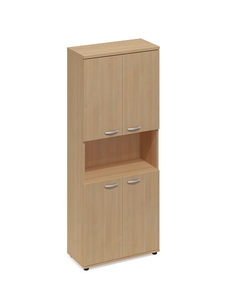 Шкаф для документов 4-дверный с открытой нишей A4 А4 9374 натуральный дуб - Вид 1