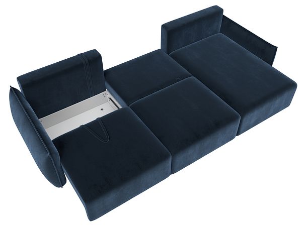 Диван угловой Лига-051 НПБ Лонг угол универсальный Велюр синий - Вид 8