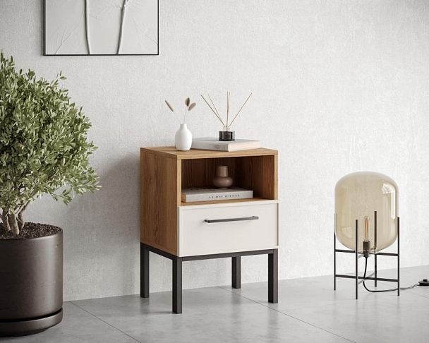 Тумбочка с нижним ящиком Nicole арт NEM17 Белый - Вид 3