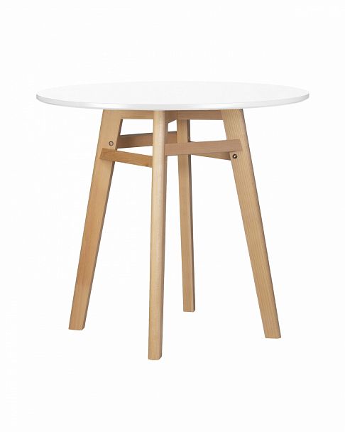 Стол обеденный DOBRIN ALBERT'80 (белая столешница, основание светлый бук) - Вид 1