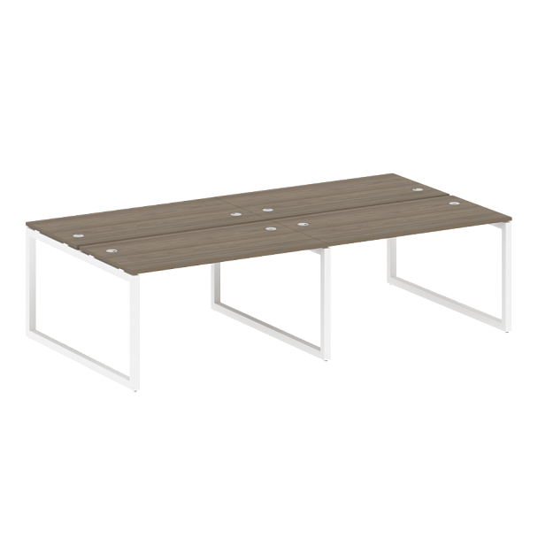 Metal System Quattro Р. ст. на 4 раб. места на О-образном м/к 50БО.СМ-4.3 Вяз/Белый металл 2800*1475*750 - Вид 1