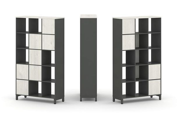 Стайл Проджект Набор стеллажа 1 сторон., 5 яр. SN.NS-531 Антрацит/Дуб Наварра/Металл Антрацит 1121*4 - Вид 1