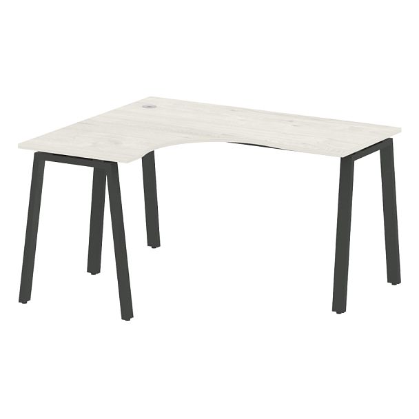 Metal System Стол криволинейный левый на А-образном м/к БА.СА-3 (L) Дуб наварра/Антрацит металл 1400*1200*750 - Вид 1