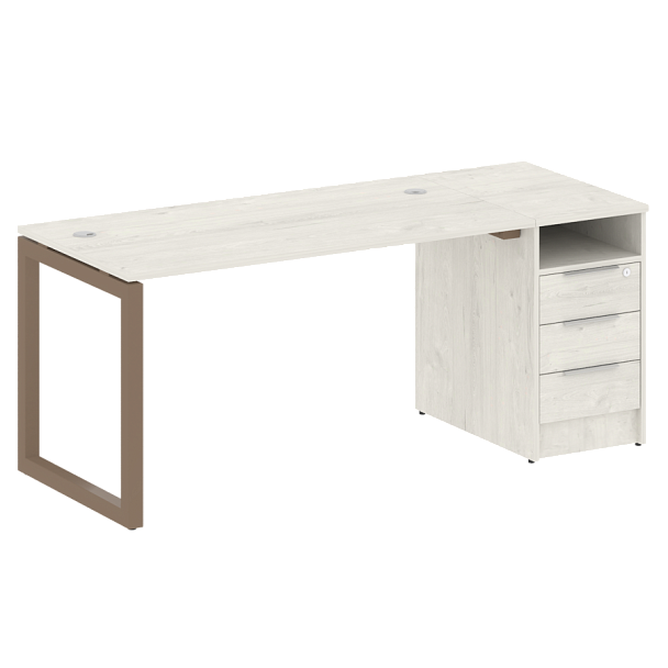 Metal System Quattro Р. ст. с тумбой на О-образном м/к 50БО.РС-СТП-1.3 Дуб наварра/Мокко металл 1812*720*750 - Вид 1