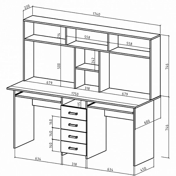 Стол компьютерный Лайт-11К СН - Вид 2