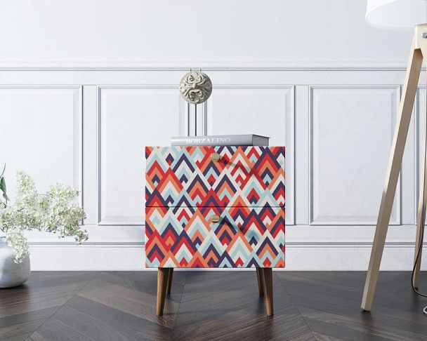 Тумбочка Berber с двумя ящиками 2 принт арт BB03/Print_02, разноцветная - Вид 4