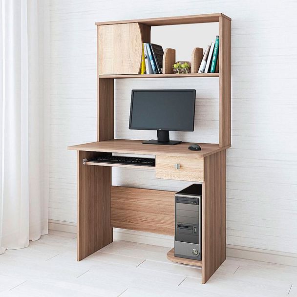 Стол компьютерный Грета-4 (900*1580*600) ясень шимо/дуб сонома - Вид 1