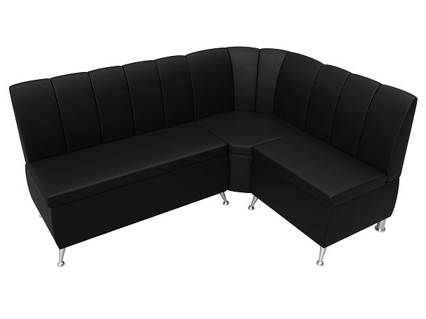 Кухонный угловой диван Кантри правый (полностью экокожа черная) - Вид 5