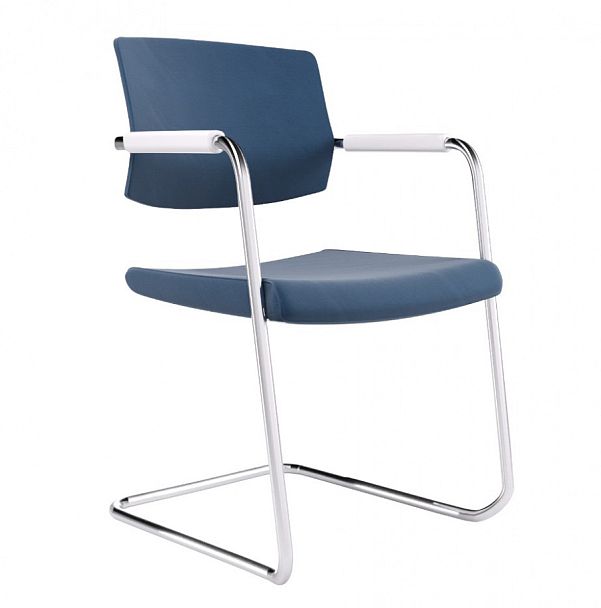 COOL кантилевер Bingo BIN-11 деним хром/пластик белый "Кресла для посетителей"  ТК-001854000049 темно-синий - Вид 1