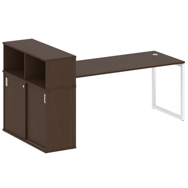 Metal System Quattro Стол письменный с шкафом-купе на О-образном м/к 40БО.РС-СШК-3.5 Т Венге/Белый металл 2210*1120*1098 - Вид 1