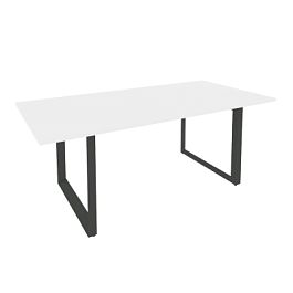 Onix Direct Стол переговорный на О-образном м/к O.MO-PRG-19 Белый бриллиант/Антрацит металл 1980*980*750 - Фото предпросмотра