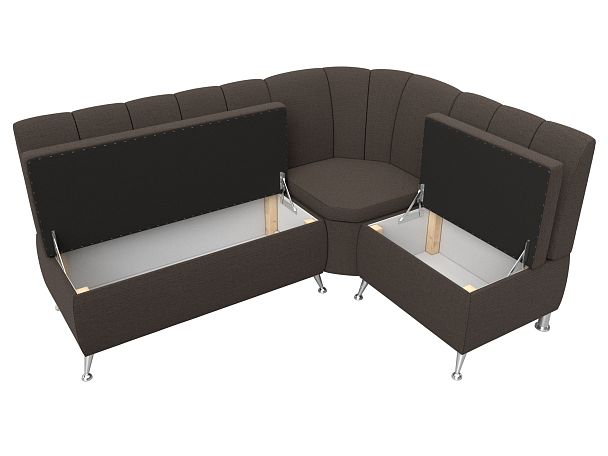 Диван кухонный угловой Кантри правый угол Рогожка коричневый - Вид 6