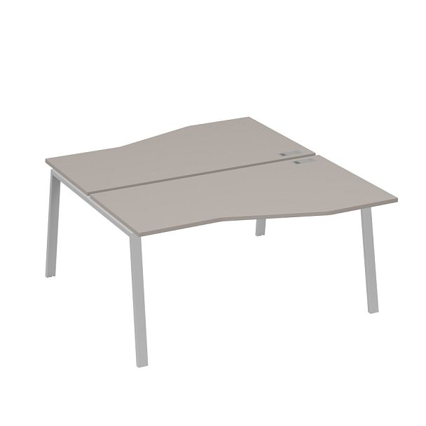 Рабочая станция (2х160) столы Техно на опорах TRE A4 А4 Б3 191  БП мокко премиум / металлокаркас серый - Вид 1