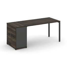 Concept Стол рабочий с опорным распаш. шкафом CN.SP-220 W Дуб Мали/Антрацит/Металл Антрацит 2000*720*750 - Фото предпросмотра