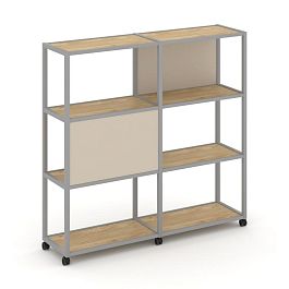 Shelf Mobile Стеллаж 4 уровня 2 секции VR.LT-STK-412.12 Тиквуд Светлый/Металл Серый/W-04 2370*400*1523 - Фото предпросмотра